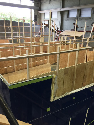 View of bulkheads and live well framing.